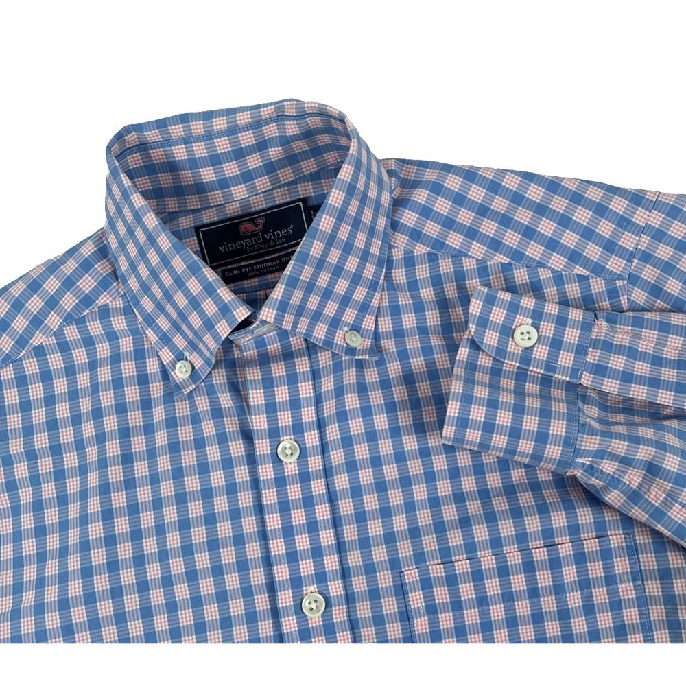 Mens Vineyard Vines Slim Fit Murray Button Down Shirt Size XS Blue Plaid